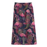 Tropical Flamingo Aloha Pattern Print Cotton Front Slit Maxi Skirt