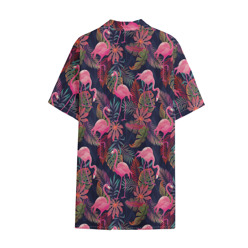 Tropical Flamingo Aloha Pattern Print Cotton Hawaiian Shirt