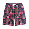 Tropical Flamingo Aloha Pattern Print Cotton Shorts