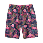 Tropical Flamingo Aloha Pattern Print Cotton Shorts