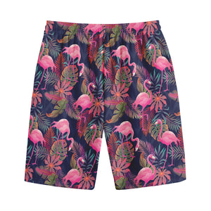 Tropical Flamingo Aloha Pattern Print Cotton Shorts