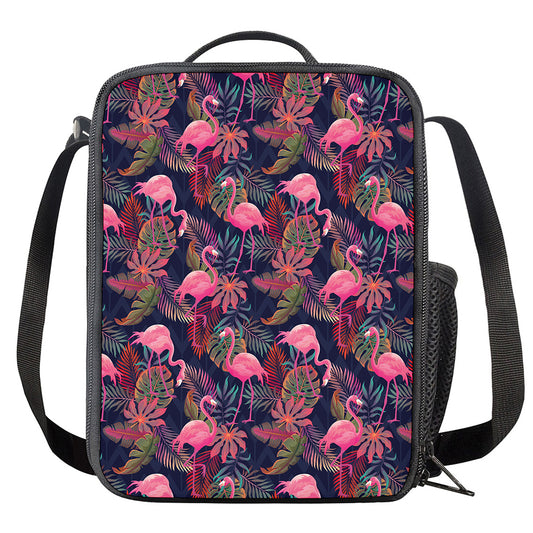 Tropical Flamingo Aloha Pattern Print Crossbody Lunch Bag