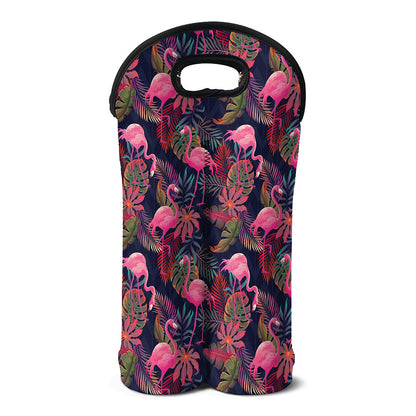 Tropical Flamingo Aloha Pattern Print Double Neoprene Wine Tote