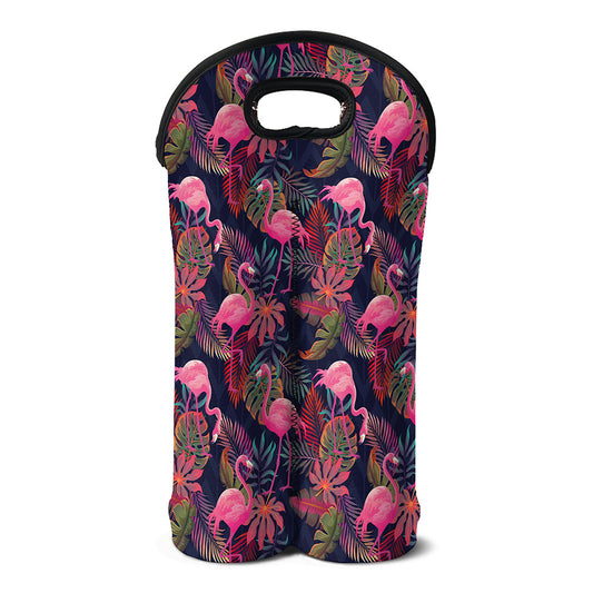 Tropical Flamingo Aloha Pattern Print Double Neoprene Wine Tote