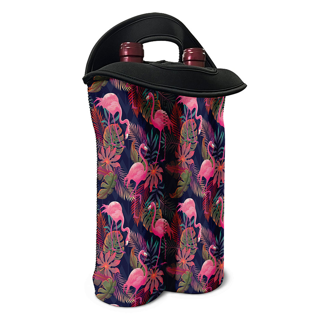 Tropical Flamingo Aloha Pattern Print Double Neoprene Wine Tote