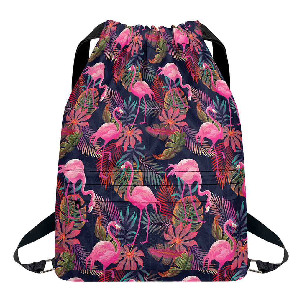 Tropical Flamingo Aloha Pattern Print Drawstring Backpack