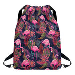 Tropical Flamingo Aloha Pattern Print Drawstring Backpack