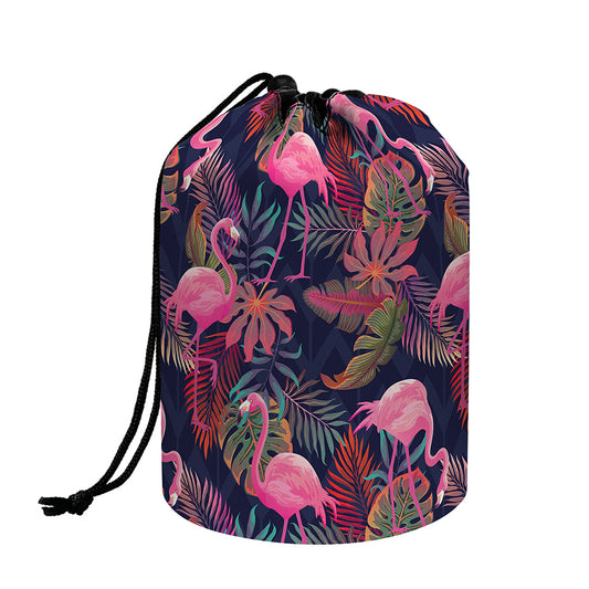 Tropical Flamingo Aloha Pattern Print Drawstring Makeup Bag