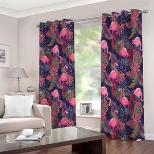 Tropical Flamingo Aloha Pattern Print Extra Wide Grommet Curtains