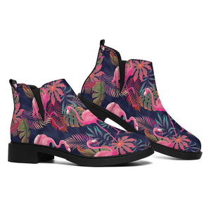 Tropical Flamingo Aloha Pattern Print Flat Ankle Boots