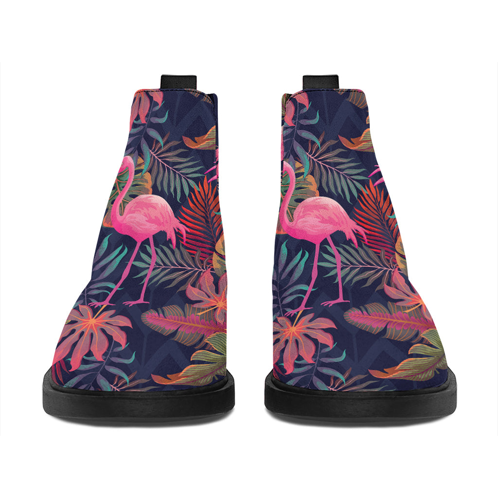 Tropical Flamingo Aloha Pattern Print Flat Ankle Boots