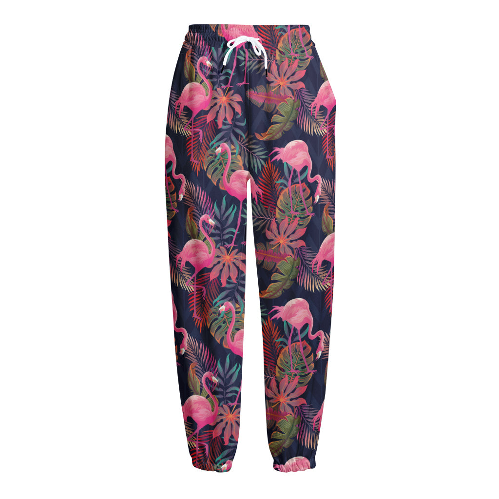 Tropical Flamingo Aloha Pattern Print Fleece Lined Knit Pants