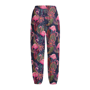 Tropical Flamingo Aloha Pattern Print Fleece Lined Knit Pants