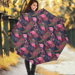Tropical Flamingo Aloha Pattern Print Foldable Umbrella