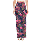 Tropical Flamingo Aloha Pattern Print High Slit Maxi Skirt