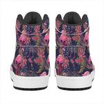 Tropical Flamingo Aloha Pattern Print High Top Leather Sneakers