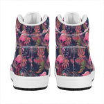 Tropical Flamingo Aloha Pattern Print High Top Leather Sneakers