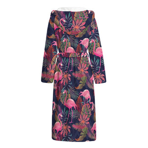 Tropical Flamingo Aloha Pattern Print Hooded Bathrobe