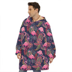 Tropical Flamingo Aloha Pattern Print Hoodie Blanket