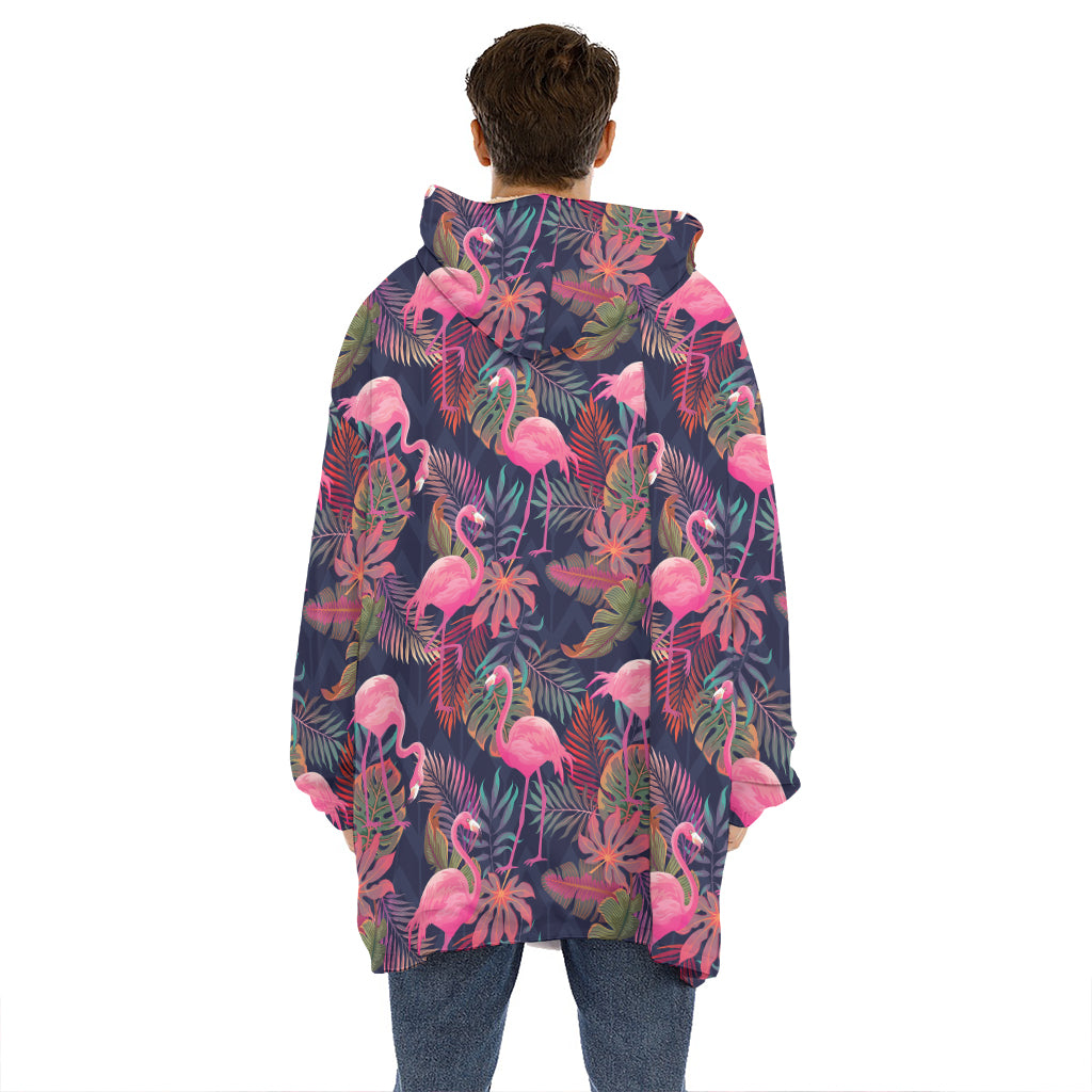Tropical Flamingo Aloha Pattern Print Hoodie Blanket