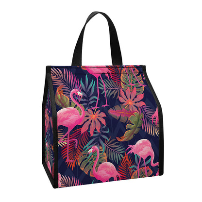 Tropical Flamingo Aloha Pattern Print Insulated Lunch Tote