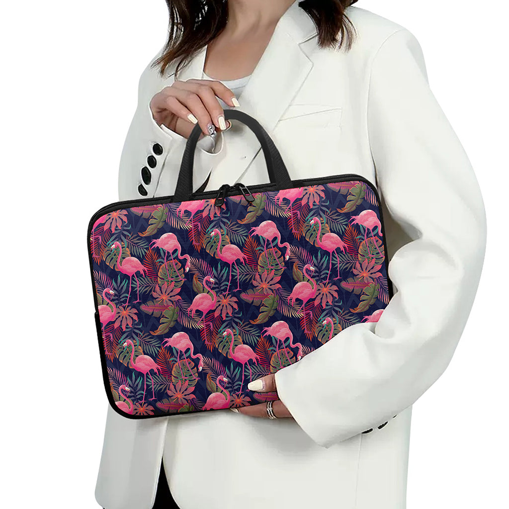 Tropical Flamingo Aloha Pattern Print Laptop Sleeve With Handle