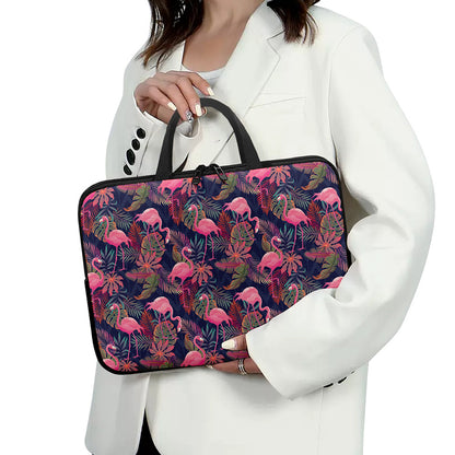 Tropical Flamingo Aloha Pattern Print Laptop Sleeve With Handle