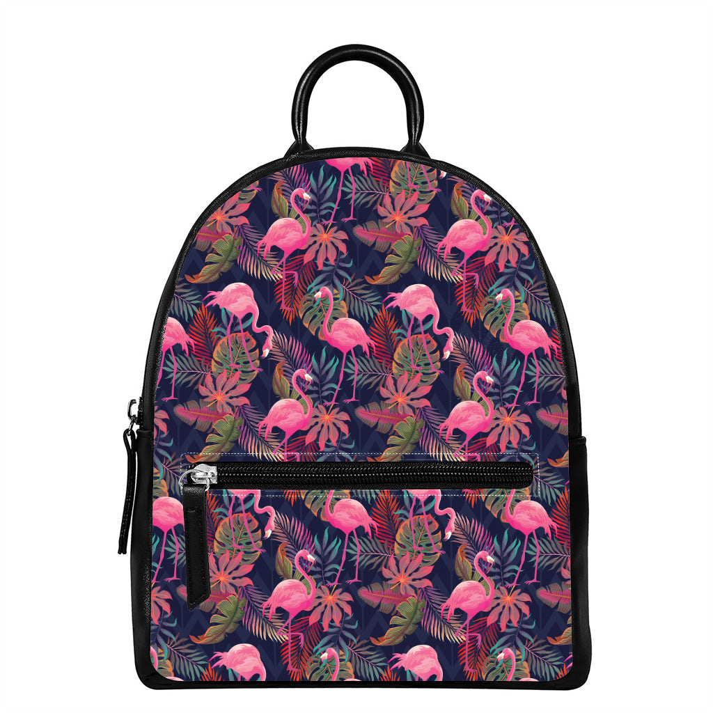 Tropical Flamingo Aloha Pattern Print Leather Backpack