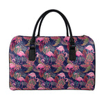 Tropical Flamingo Aloha Pattern Print Leather Duffle Bag