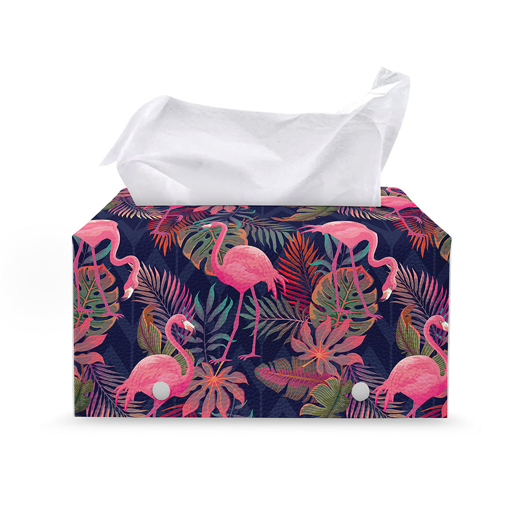 Tropical Flamingo Aloha Pattern Print Leather Tissue Box Cover