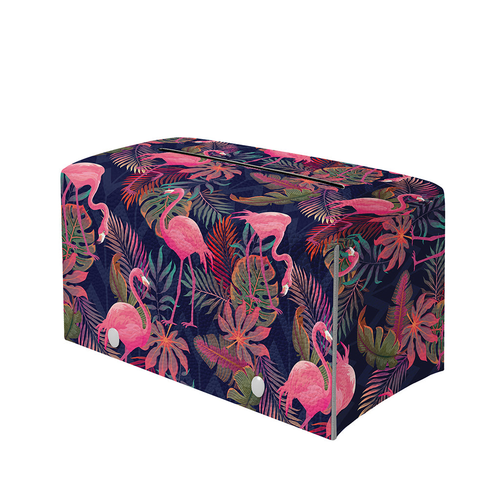 Tropical Flamingo Aloha Pattern Print Leather Tissue Box Cover