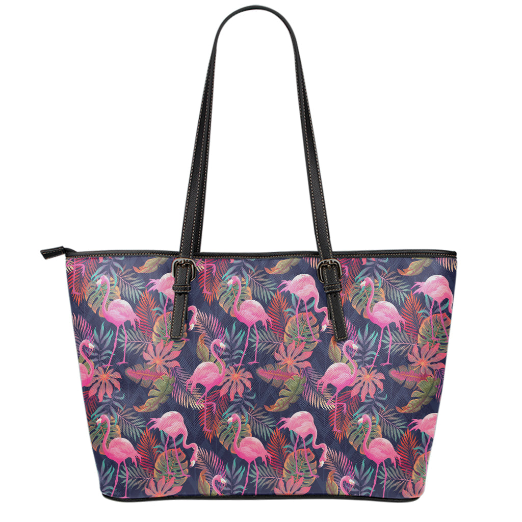 Tropical Flamingo Aloha Pattern Print Leather Tote Bag