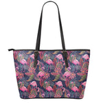 Tropical Flamingo Aloha Pattern Print Leather Tote Bag