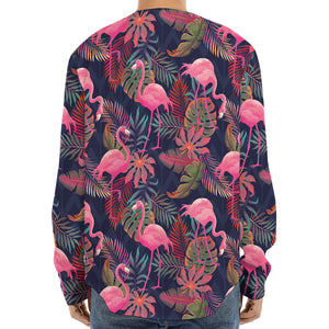 Tropical Flamingo Aloha Pattern Print Long Sleeve Baseball Jersey