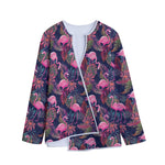 Tropical Flamingo Aloha Pattern Print Long Sleeve Short Coat