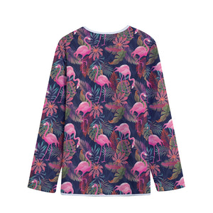 Tropical Flamingo Aloha Pattern Print Long Sleeve Short Coat