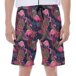 Tropical Flamingo Aloha Pattern Print Men's Beach Shorts