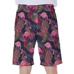 Tropical Flamingo Aloha Pattern Print Men's Beach Shorts