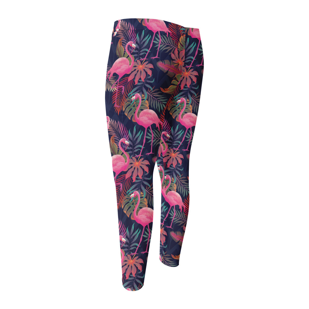 Tropical Flamingo Aloha Pattern Print Men's Compression Pants