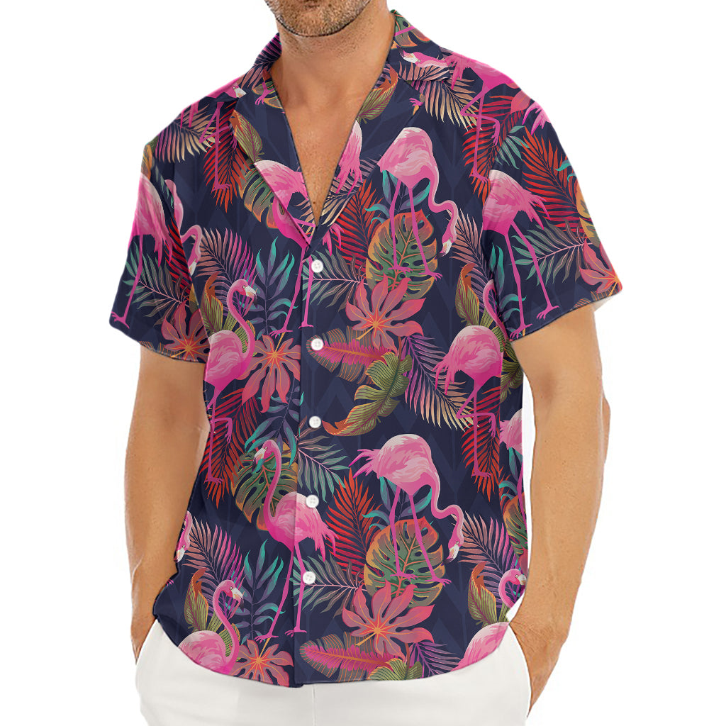 Tropical Flamingo Aloha Pattern Print Men's Deep V-Neck Shirt