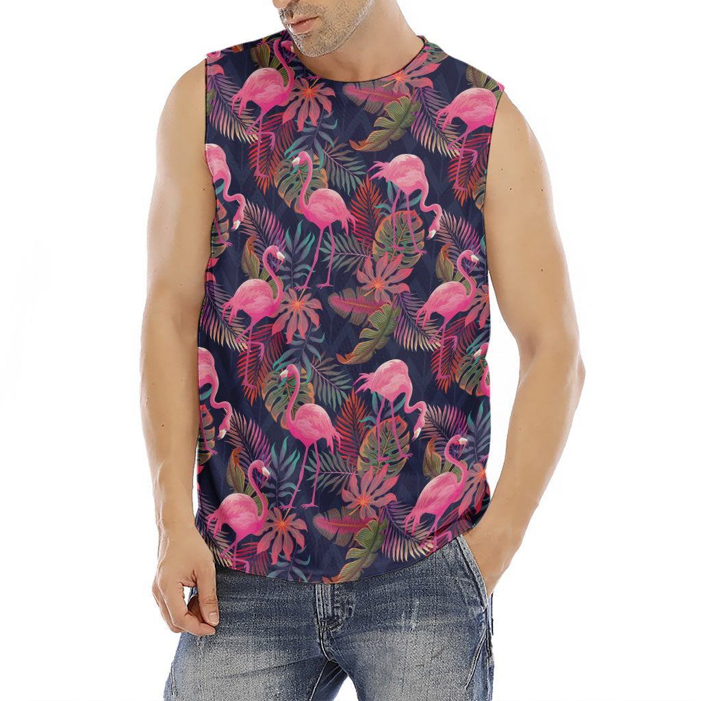 Tropical Flamingo Aloha Pattern Print Men's Fitness Tank Top