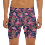 Tropical Flamingo Aloha Pattern Print Men's Long Boxer Briefs