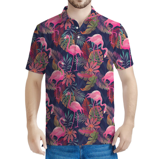 Tropical Flamingo Aloha Pattern Print Men's Polo Shirt