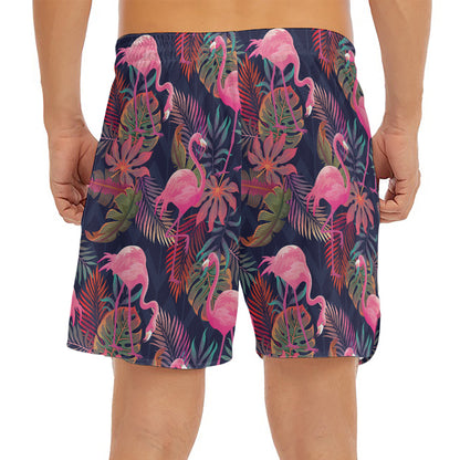 Tropical Flamingo Aloha Pattern Print Men's Split Running Shorts