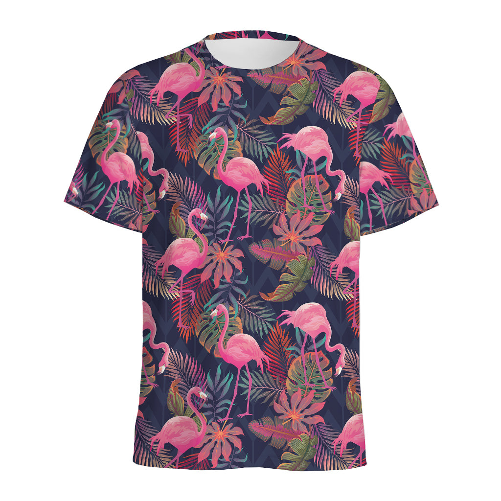 Tropical Flamingo Aloha Pattern Print Men's Sports T-Shirt