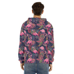 Tropical Flamingo Aloha Pattern Print Men's Velvet Pullover Hoodie