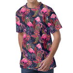 Tropical Flamingo Aloha Pattern Print Men's Velvet T-Shirt
