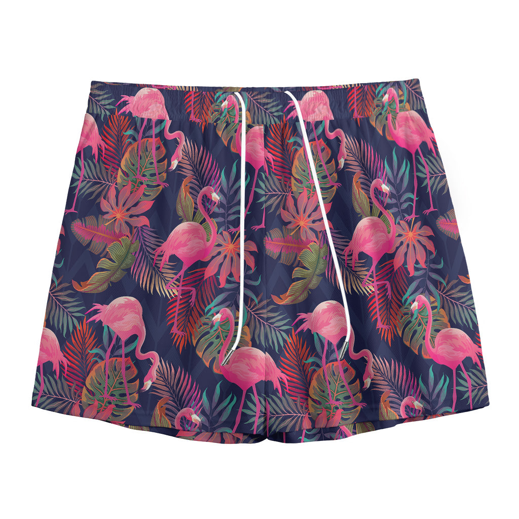 Tropical Flamingo Aloha Pattern Print Mesh Shorts