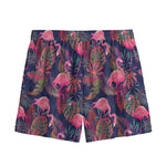 Tropical Flamingo Aloha Pattern Print Mesh Shorts