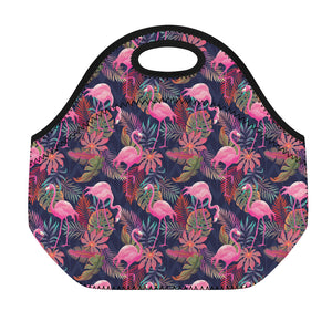 Tropical Flamingo Aloha Pattern Print Neoprene Lunch Bag